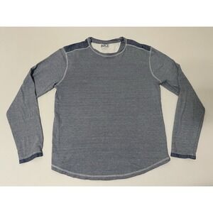 BKE Buckle Drop Needle Thermal Knit Blue Crewneck Long Sleeve Shirt Size Large